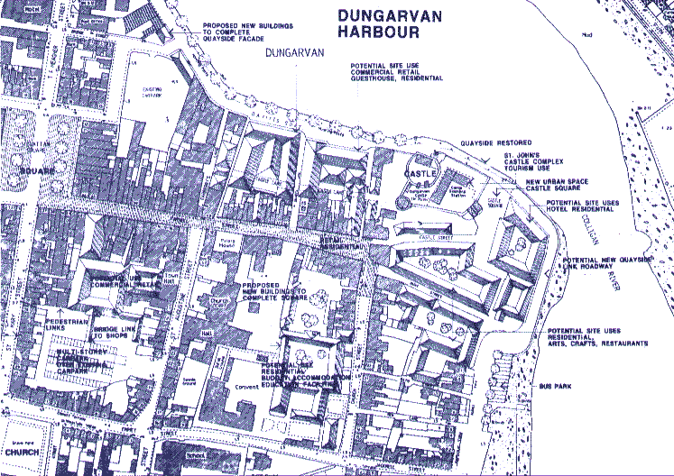 Planning map of Dungarvan, County Waterford, Ireland